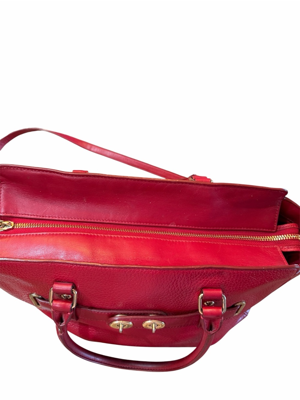 Coach Blake Red Pebbled Leather Satchel with Gold-Tone Hardware - Picture 3 of 10